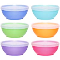 idea-station Neo Cuencos plastico 6 Piezas- 12 cm- 350 ml- Colorido- Cubierta- Reutilizable- Redonda- apilable- Duro…